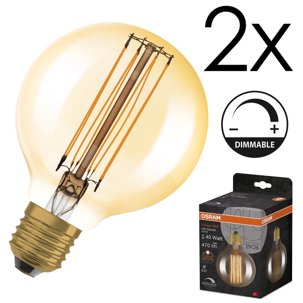 E27 LED 5.8 Watt warm wit dimbaar 470 Lumen main product photo