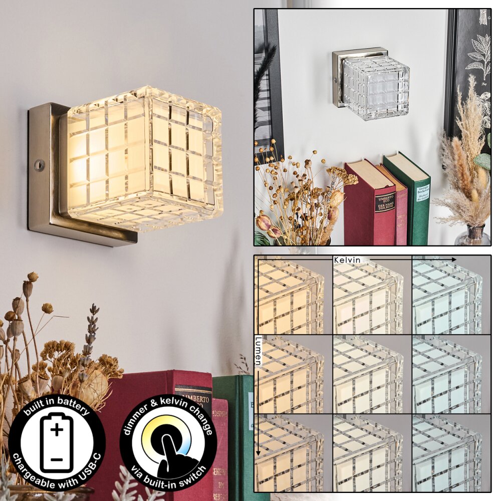 Medvik Wandlamp LED Nikkel mat, 1-licht main product photo
