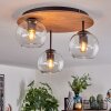 Koyoto Plafondlamp, Kogellampje 40 cm Bruin, houtlook, Zwart, 3-lichts