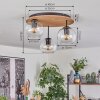 Koyoto Plafondlamp, Kogellampje 40 cm Bruin, houtlook, Zwart, 3-lichts