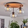 Koyoto Plafondlamp, Kogellampje 40 cm Bruin, houtlook, Zwart, 3-lichts