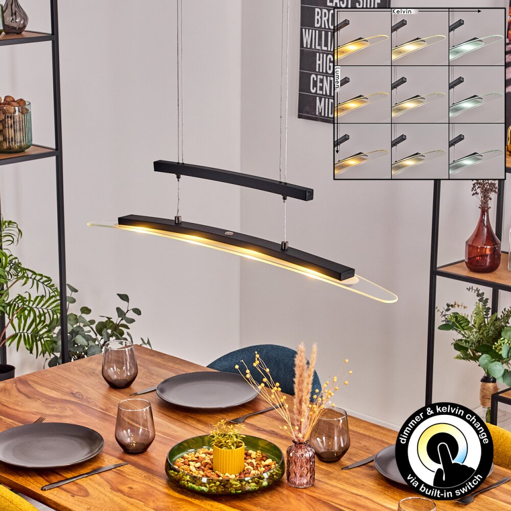 Casalino Hanglamp LED Zwart, Transparant, Helder, 1-licht main product photo