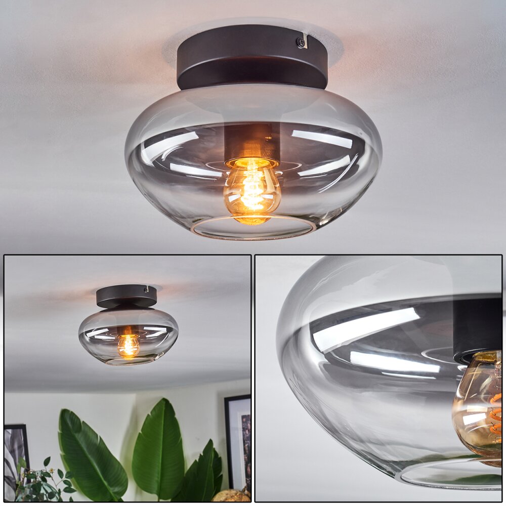 Mertola Plafondlamp Chroom, Rookkleurig, 1-licht main product photo
