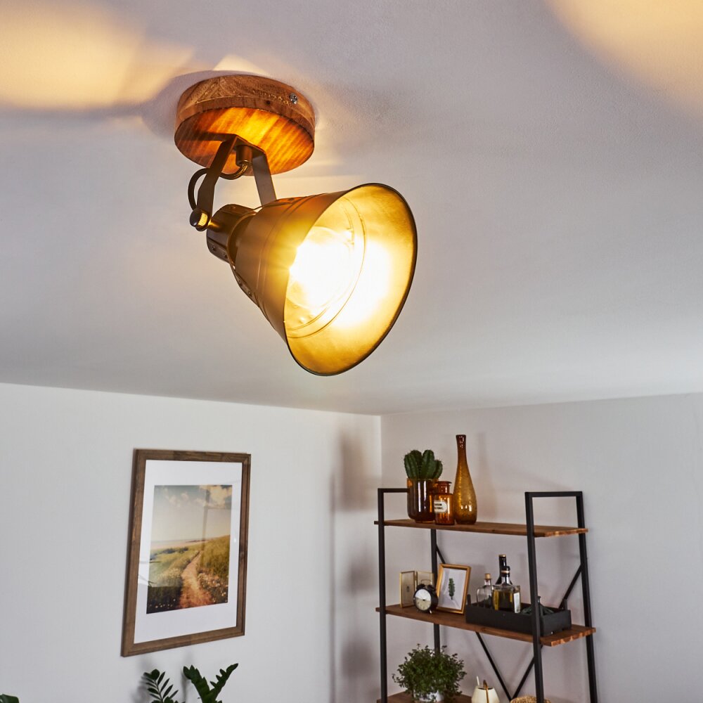 Berkeley Plafondlamp Hout donker, Zwart, 1-licht