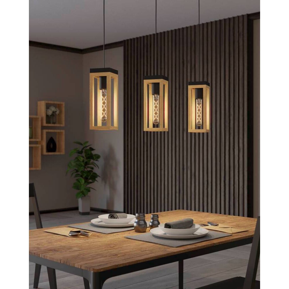 Eglo NAFFERTON Hanglamp Natuurlijke kleuren, Zwart, 3-lichts main product photo