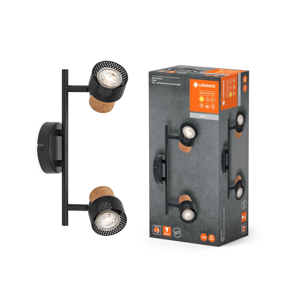 Ledvance Spot Plafondlamp LED Zwart, 2-lichts main product photo