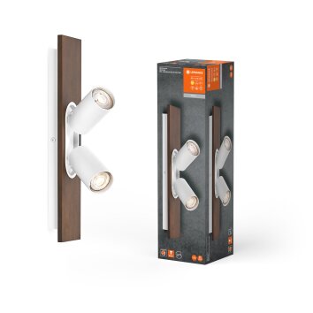 Ledvance Spot Plafondlamp, Plafondspot LED houtlook, Wit, 2-lichts