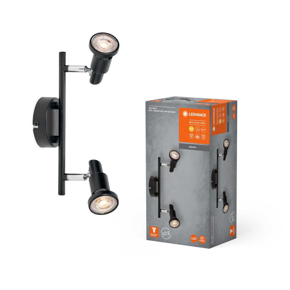 Ledvance Spot Plafondlamp LED Zwart, 2-lichts main product photo
