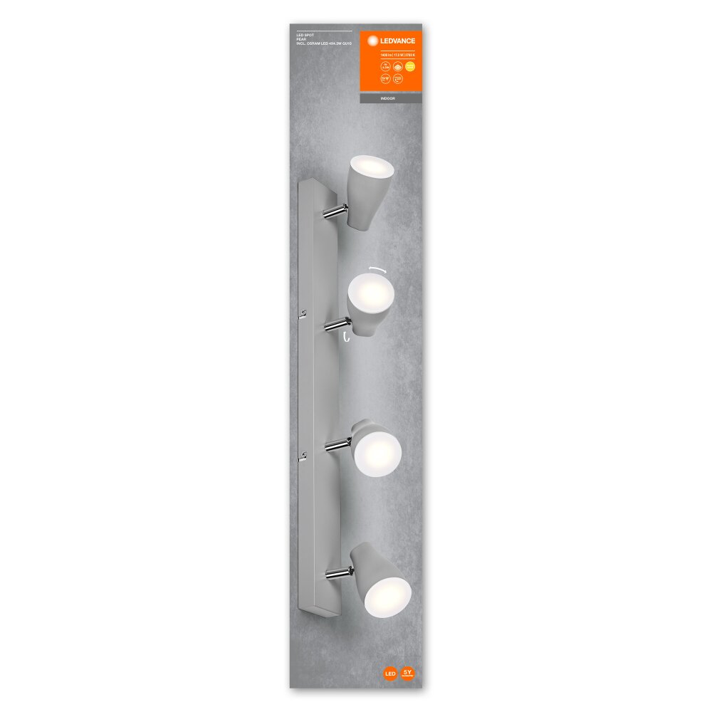 Ledvance Spot Plafondlamp LED Grijs, 4-lichts