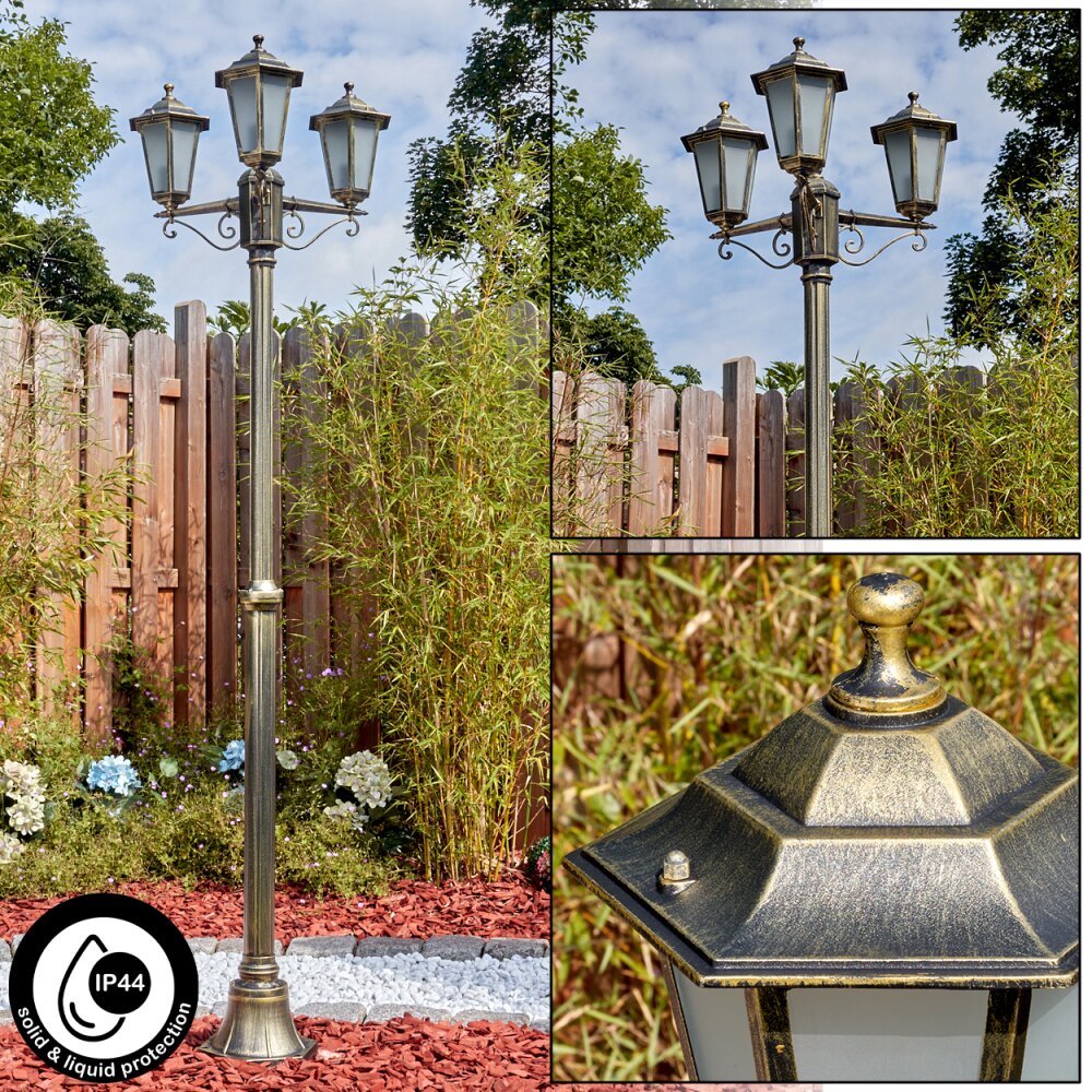 Loria Buitenlicht, Kandelaar, Pad licht Bruin, Goud, 3-lichts main product photo