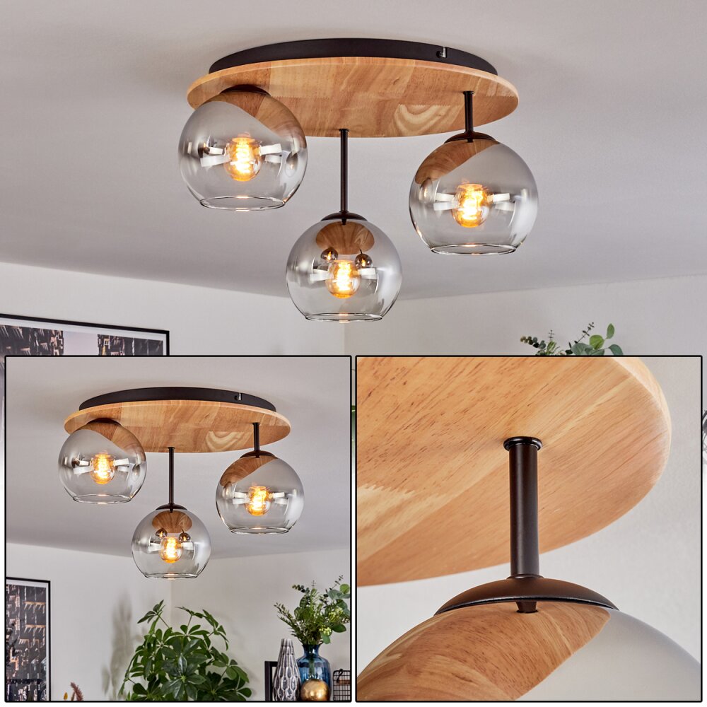 Koyoto Plafondlamp, Kogellampje 40 cm Natuurlijke kleuren, Zwart, 3-lichts main product photo