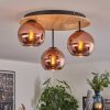 Koyoto Plafondlamp, Kogellampje 40 cm Natuurlijke kleuren, Zwart, 3-lichts