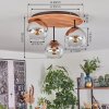 Koyoto Plafondlamp, Kogellampje 40 cm Natuurlijke kleuren, Zwart, 3-lichts