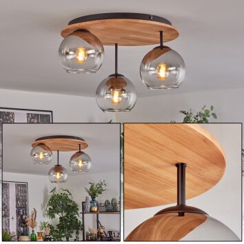 Koyoto Plafondlamp, Kogellampje 40 cm Natuurlijke kleuren, Zwart, 3-lichts