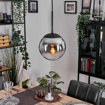 Gastor Hanglamp, Kogellampje Chroom, Duidelijk, Rookkleurig, 1-licht