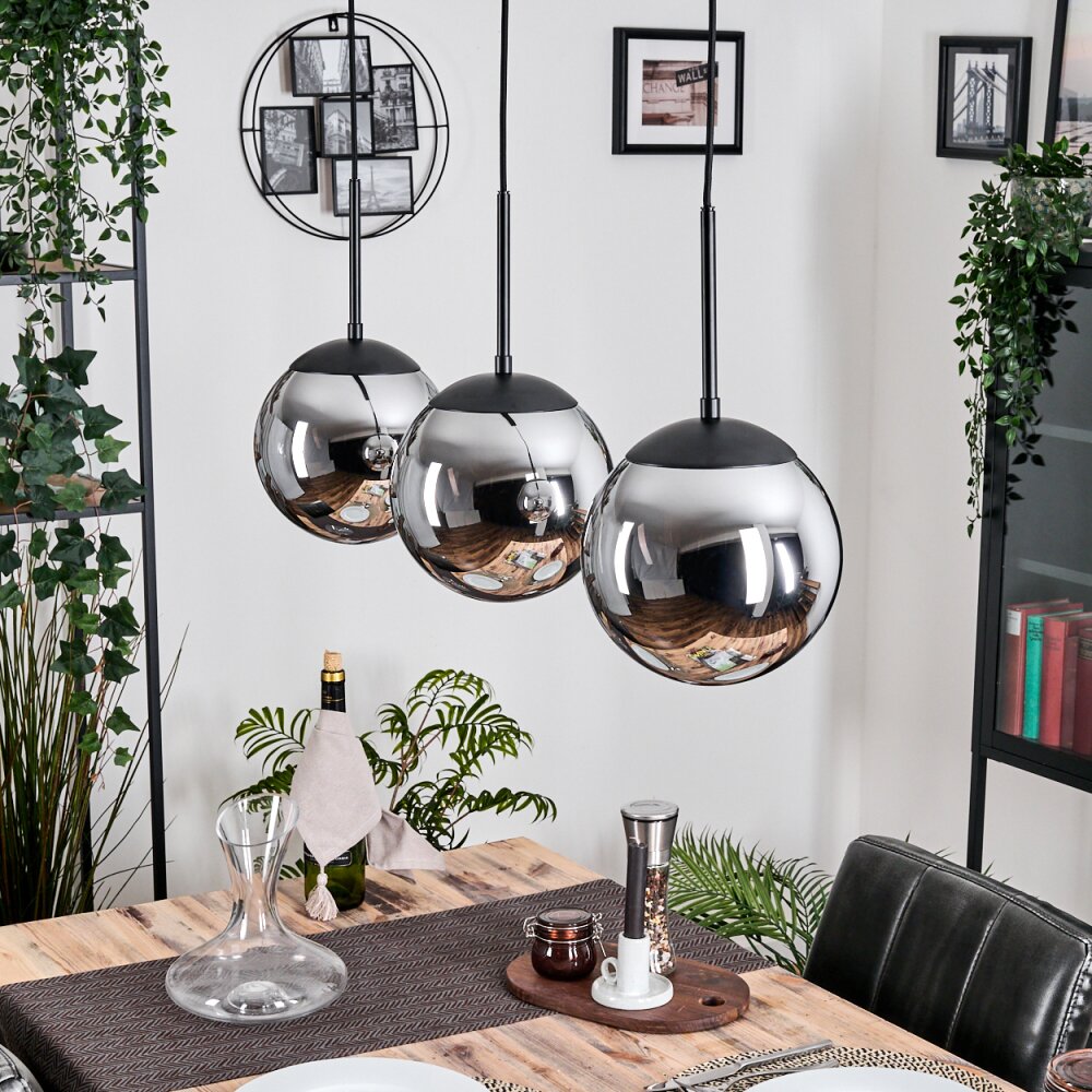 Gastor Hanglamp, Kogellampje Chroom, Rookkleurig, 3-lichts