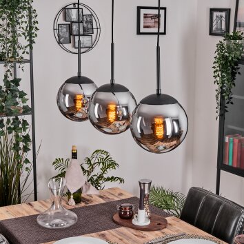 Gastor Hanglamp, Kogellampje Chroom, Rookkleurig, 3-lichts