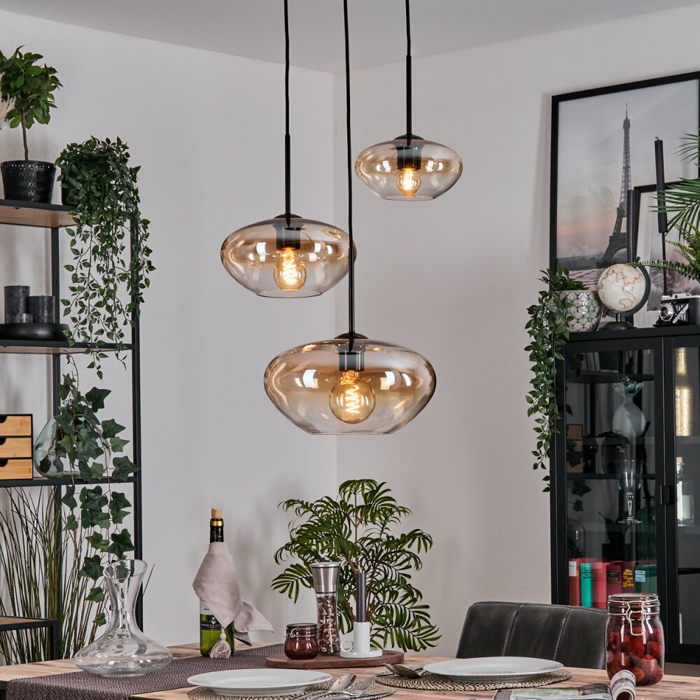 Mertola Hanglamp, Kogellampje Zwart, 3-lichts