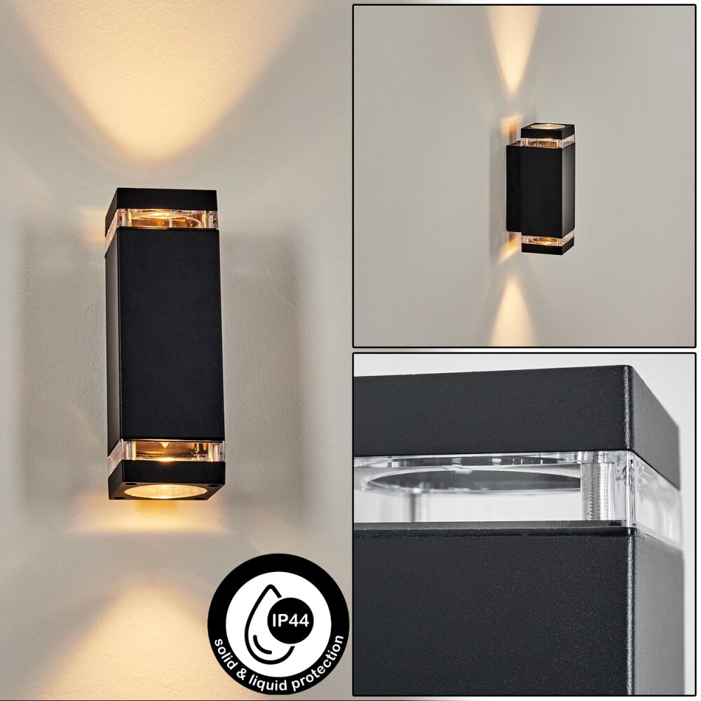 Travassos Wandlamp voor buiten, Licht omhoog & omlaag Zwart, 2-lichts main product photo