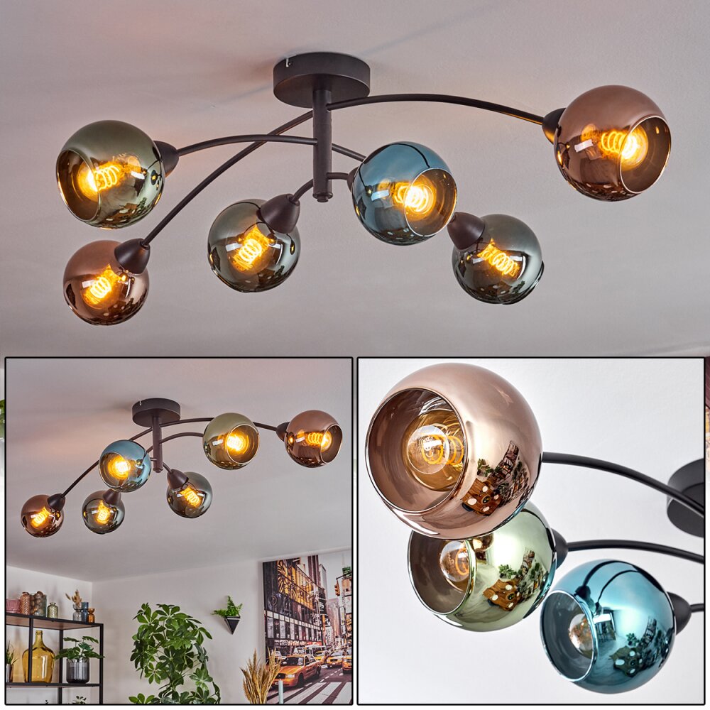 Linneryd Plafondlamp, Kogellampje Zwart, 6-lichts main product photo