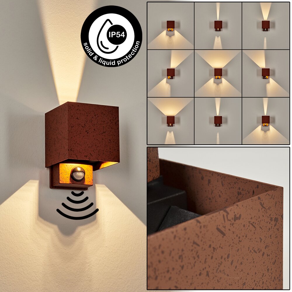 Almodofa Wandlamp voor buiten, Licht omhoog & omlaag Roest, 1-licht, Bewegingsmelder main product photo