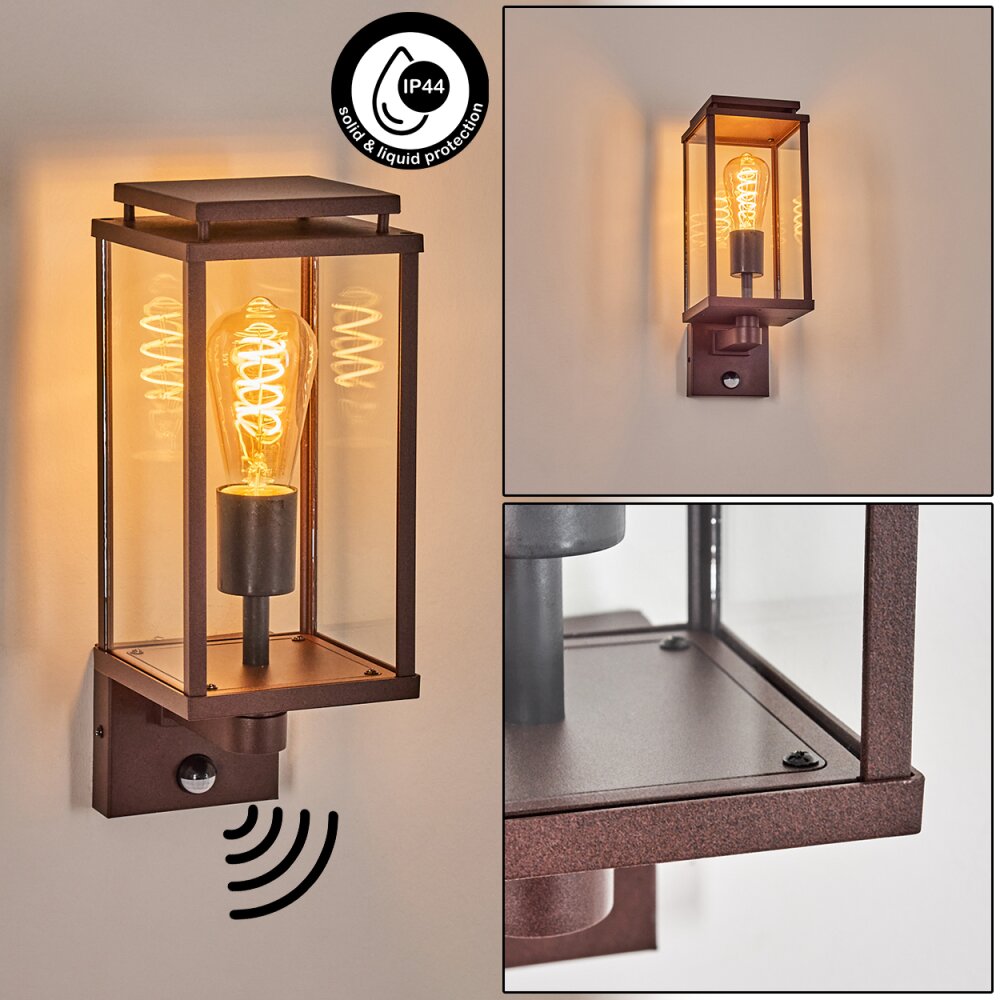 Cadafaes Wandlamp voor buiten Roest, 1-licht, Bewegingsmelder main product photo