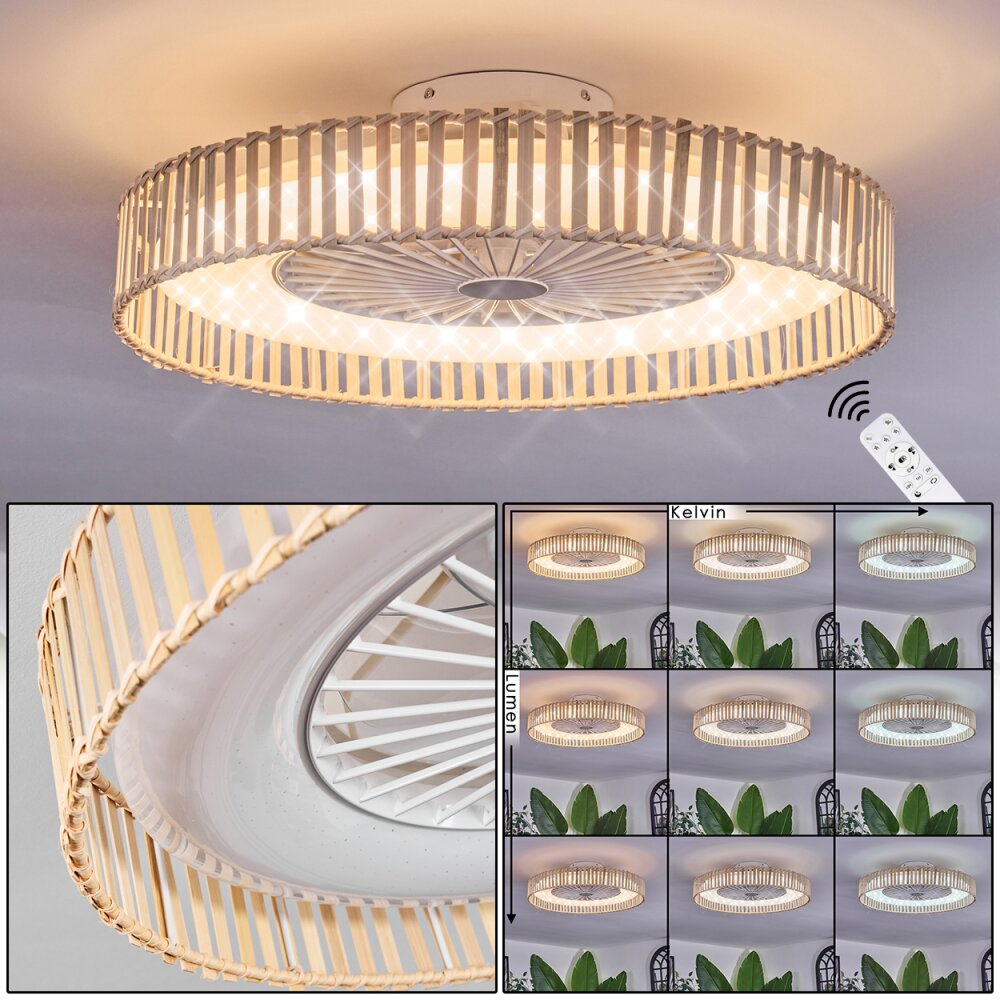 Benasal Plafondlamp, Plafondventilator met verlichting Natuurlijke kleuren, Wit, 1-licht, Afstandsbediening main product photo