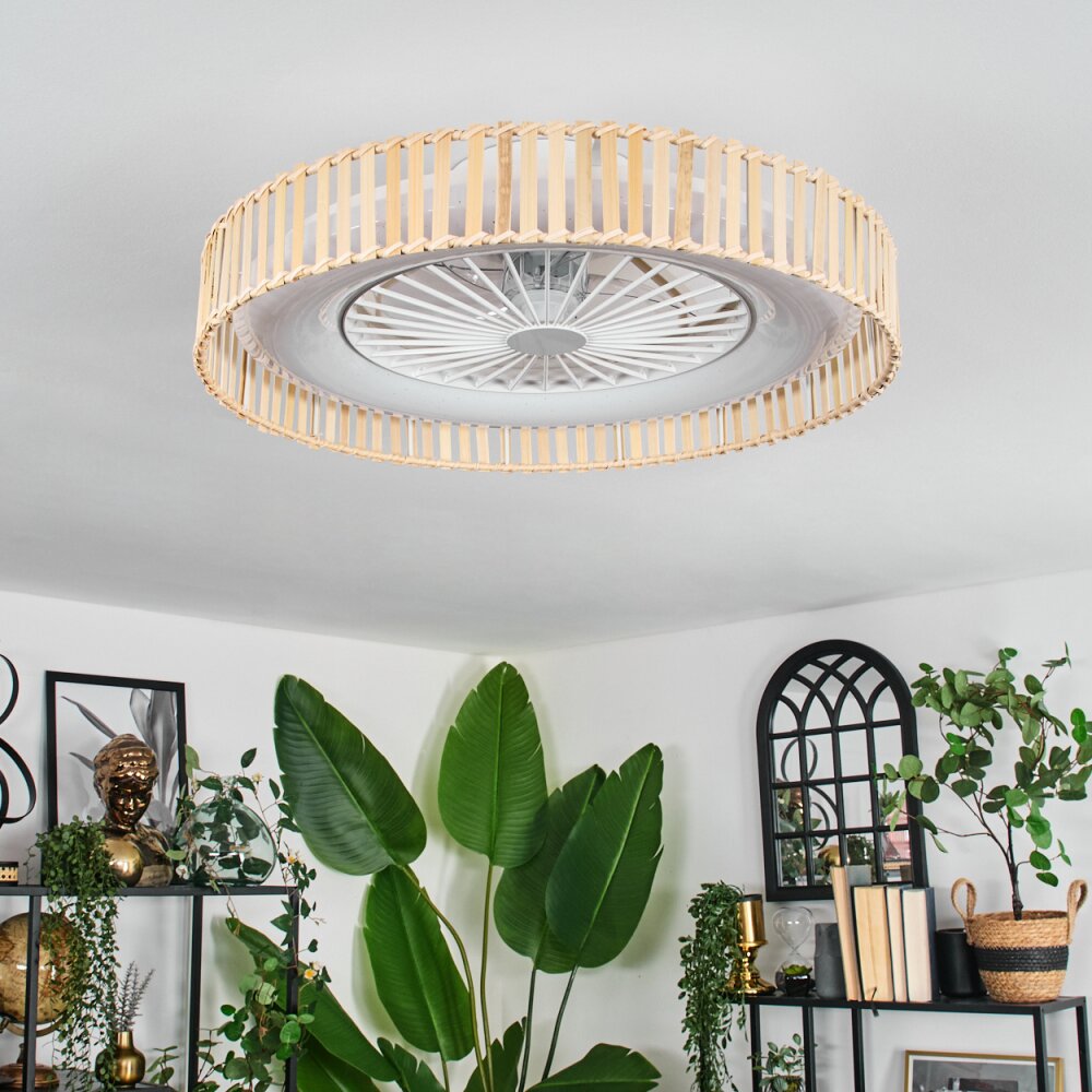 Benasal Plafondlamp, Plafondventilator met verlichting Natuurlijke kleuren, Wit, 1-licht, Afstandsbediening