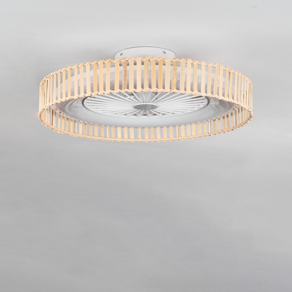 Benasal Plafondlamp, Plafondventilator met verlichting Natuurlijke kleuren, Wit, 1-licht, Afstandsbediening