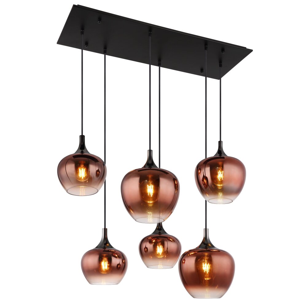 Globo Maxy Hanglamp Chroom, Zwart, 6-lichts main product photo