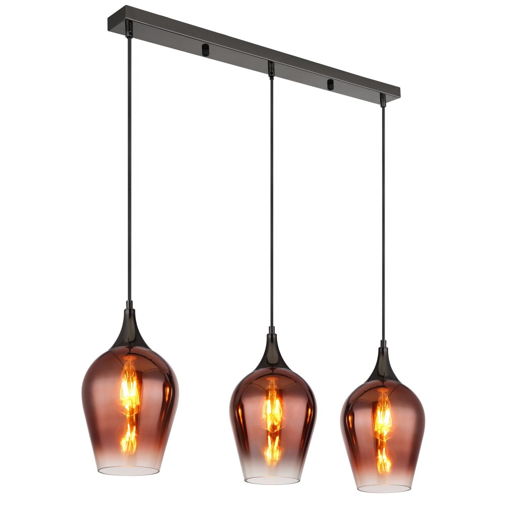 Globo Lavus Hanglamp Chroom, Zwart, 3-lichts main product photo