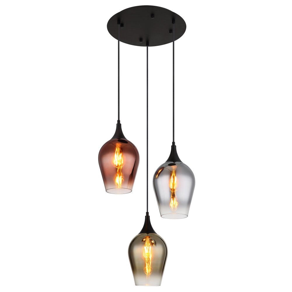 Globo Lavus Hanglamp Zwart, 3-lichts main product photo