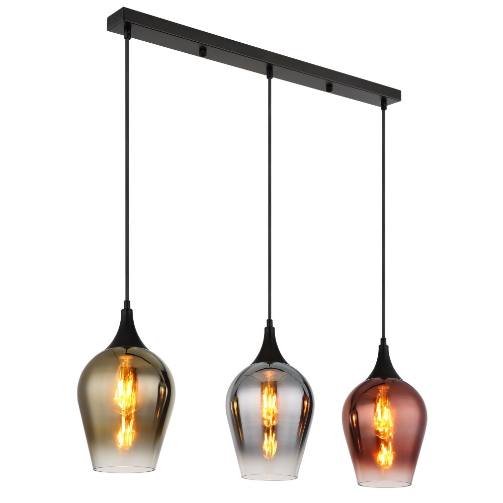 Globo Lavus Hanglamp Zwart, 3-lichts main product photo