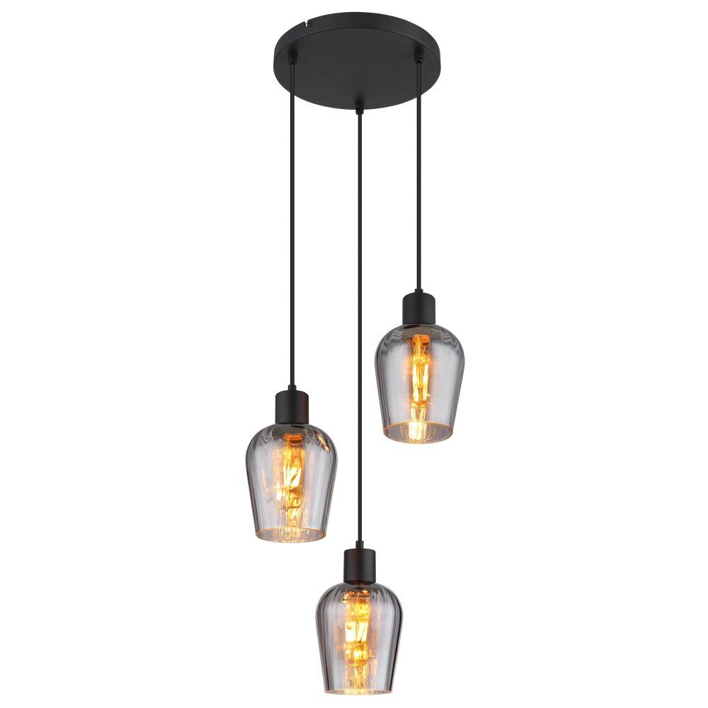 Globo Ryan Hanglamp Zwart, 3-lichts main product photo