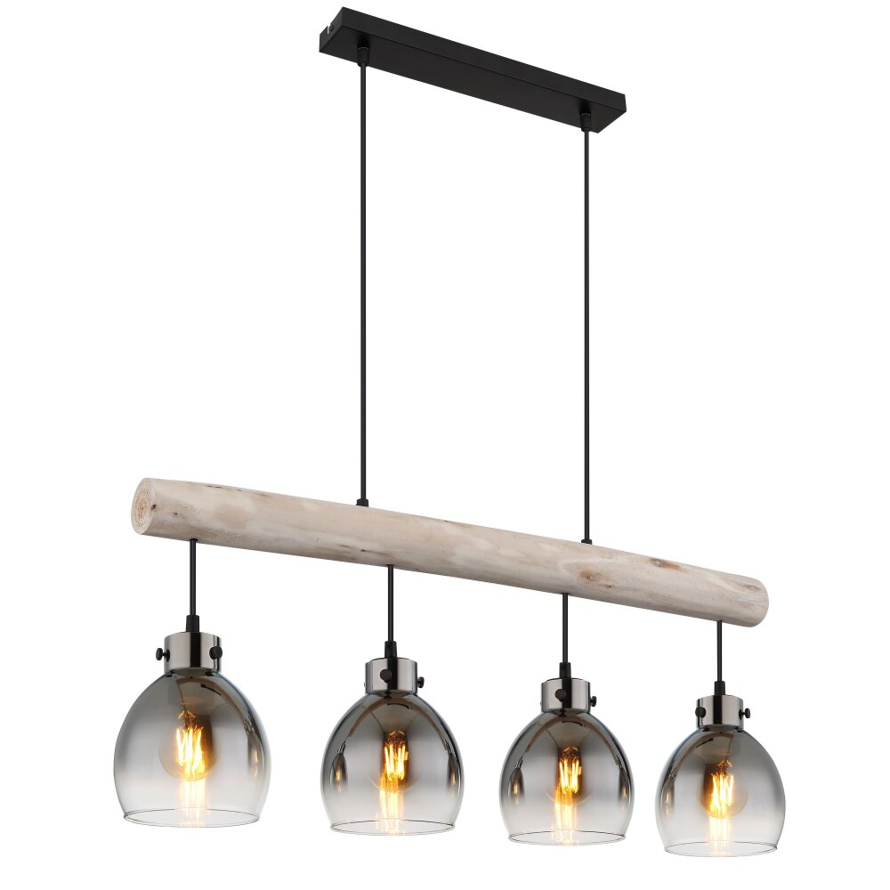 Globo Ryan Hanglamp Natuurlijke kleuren, Zwart, 4-lichts main product photo
