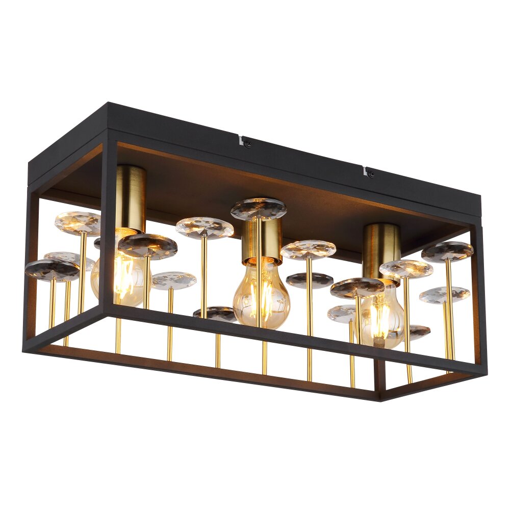 Globo Lisbon Plafondlamp Zwart, 3-lichts main product photo