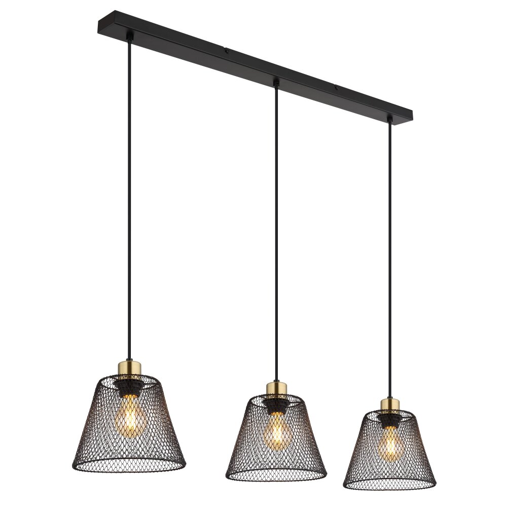 Globo Baku Hanglamp Zwart, 3-lichts main product photo