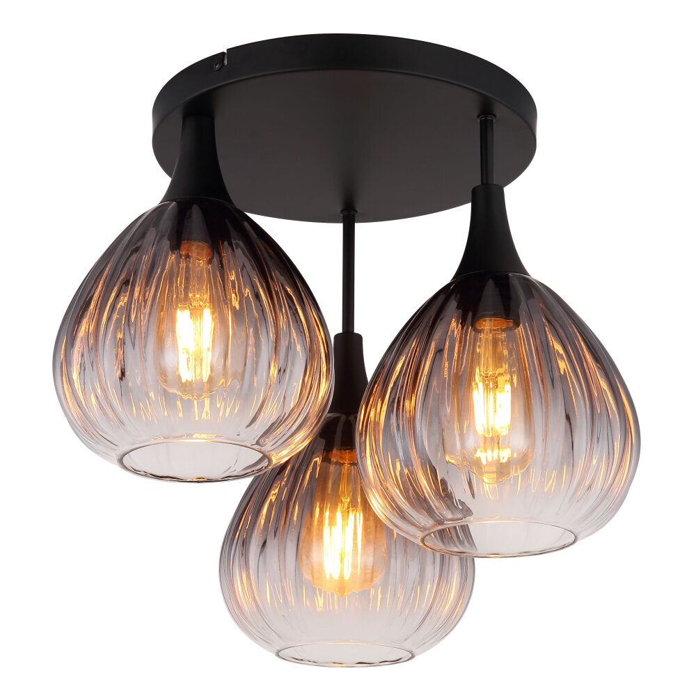 Globo Olsen Plafondlamp Zwart, 3-lichts main product photo