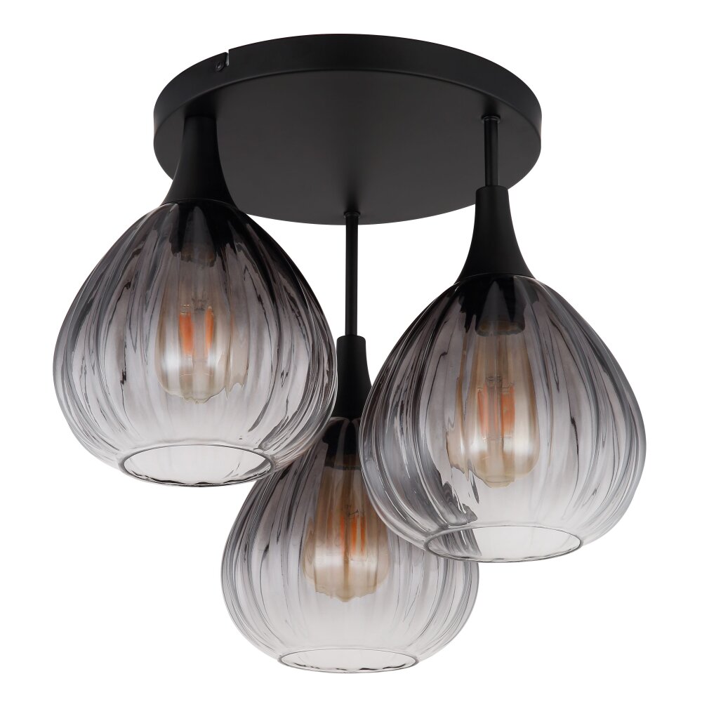Globo Olsen Plafondlamp Zwart, 3-lichts
