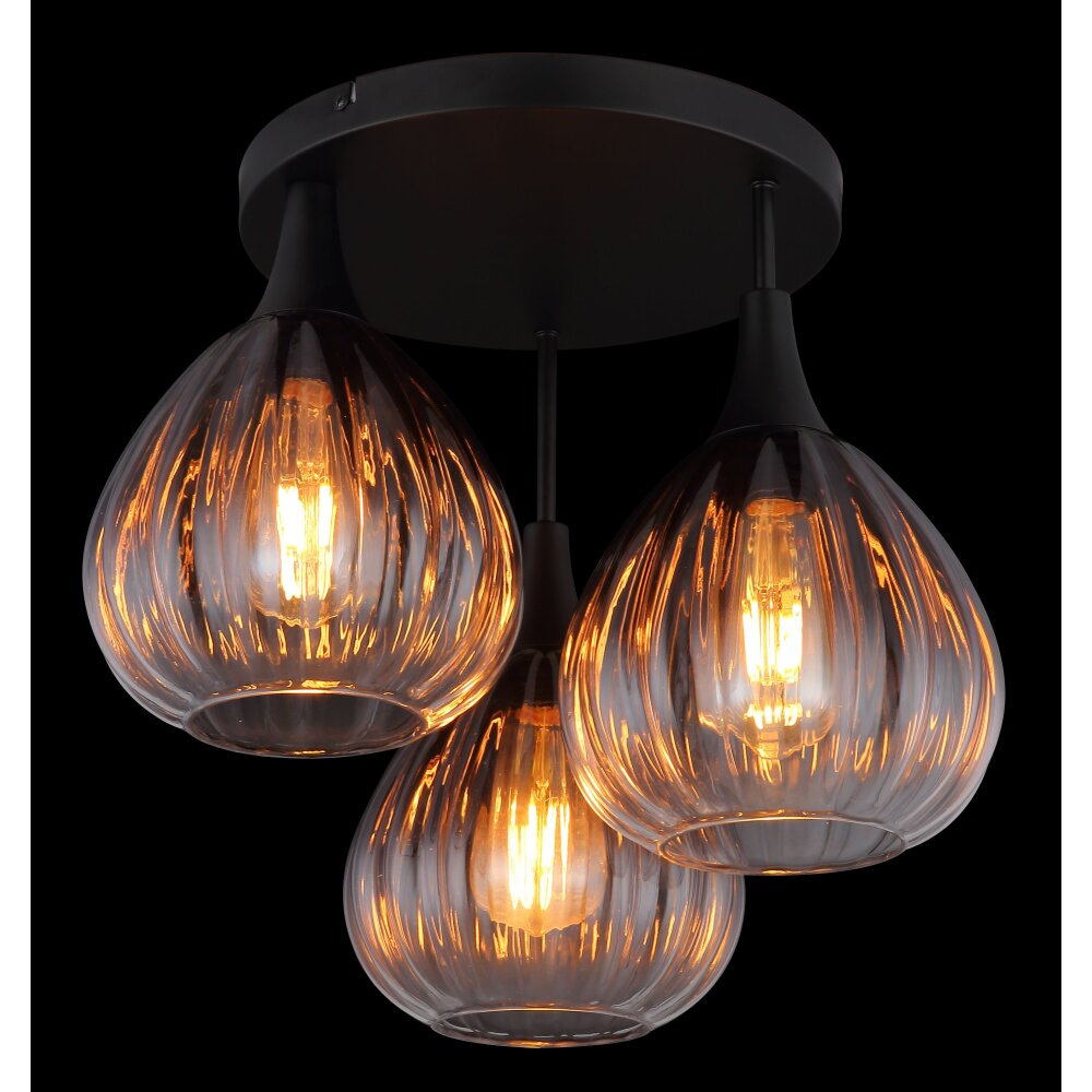 Globo Olsen Plafondlamp Zwart, 3-lichts