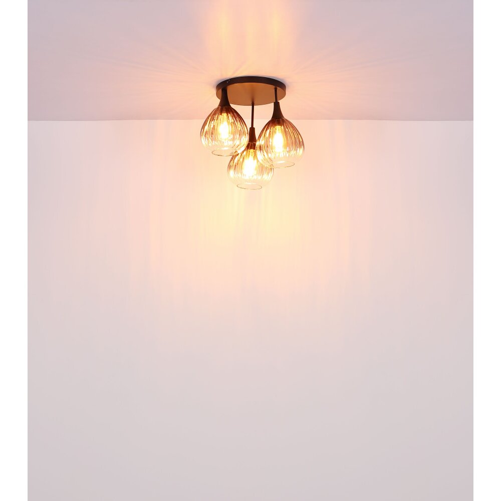 Globo Olsen Plafondlamp Zwart, 3-lichts