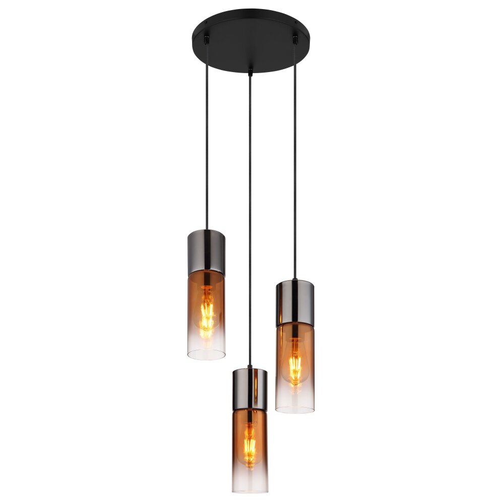 Globo Annika Hanglamp Zwart, 3-lichts main product photo