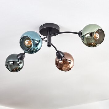Globo Zarlona Plafondlamp Zwart, 4-lichts