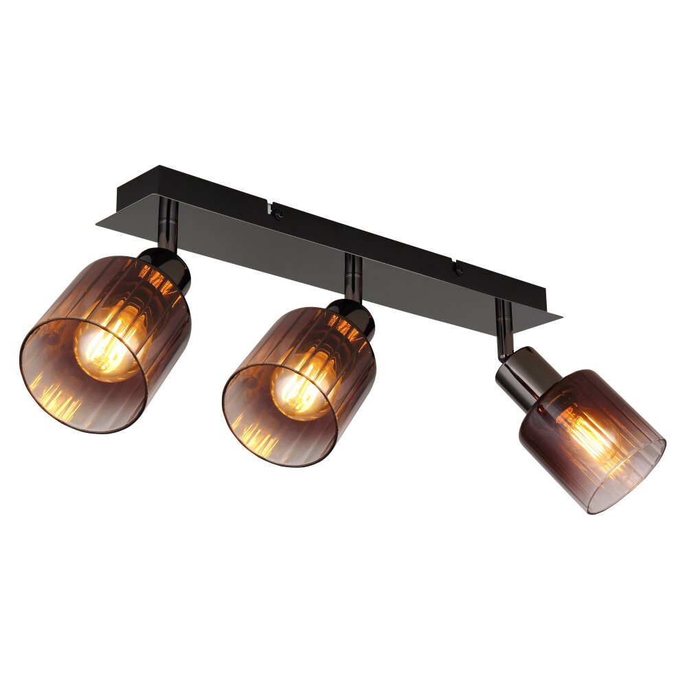 Globo Satella Plafondlamp, Plafondspot, Wandlamp, Muurspot Chroom, Zwart, 3-lichts main product photo