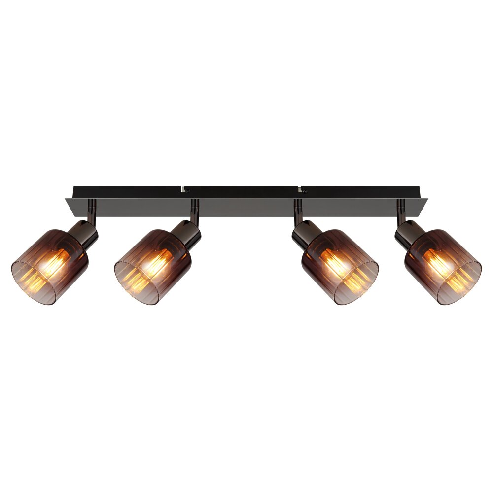 Globo Satella Plafondlamp, Plafondspot, Wandlamp, Muurspot Chroom, Zwart, 4-lichts