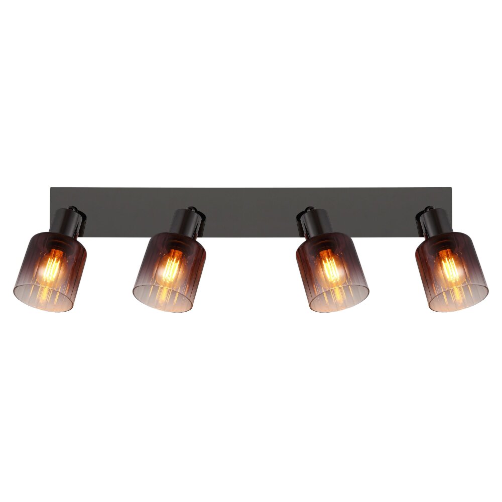 Globo Satella Plafondlamp, Plafondspot, Wandlamp, Muurspot Chroom, Zwart, 4-lichts