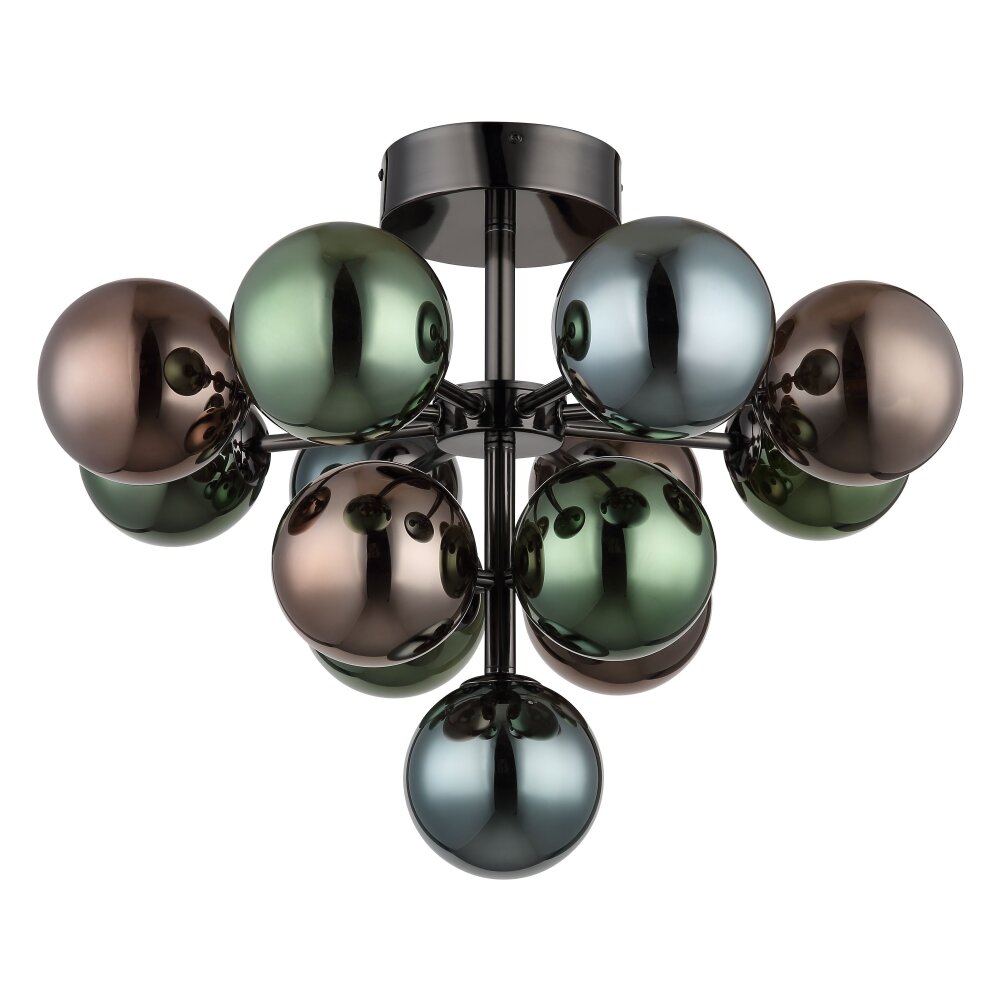 Globo Grappy Plafondlamp Chroom, Zwart, 13-lichts