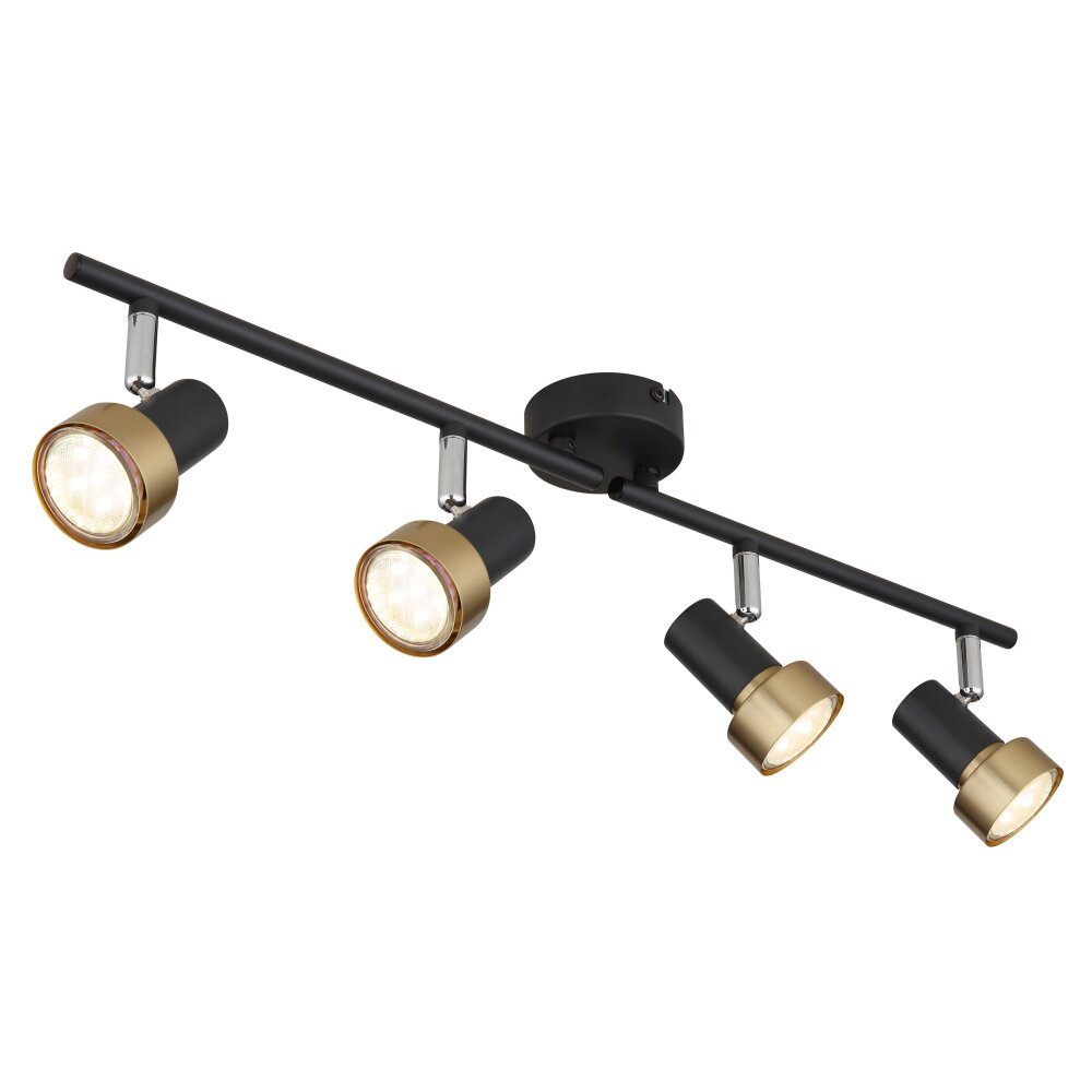 Globo Mason Plafondlamp, Plafondspot, Wandlamp, Muurspot Chroom, Zwart, 4-lichts main product photo