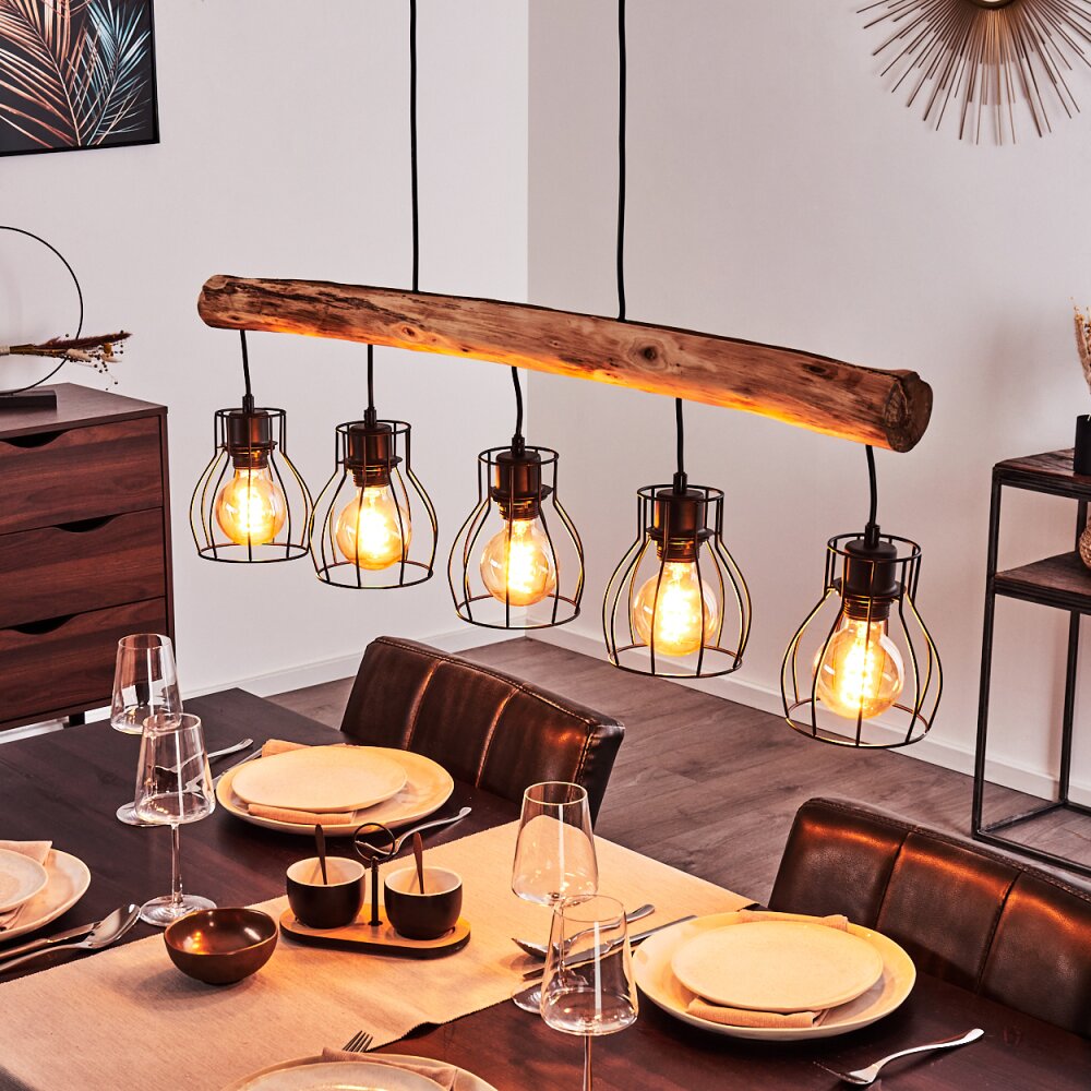 Gondo Hanglamp Bruin, Zwart, 5-lichts main product photo