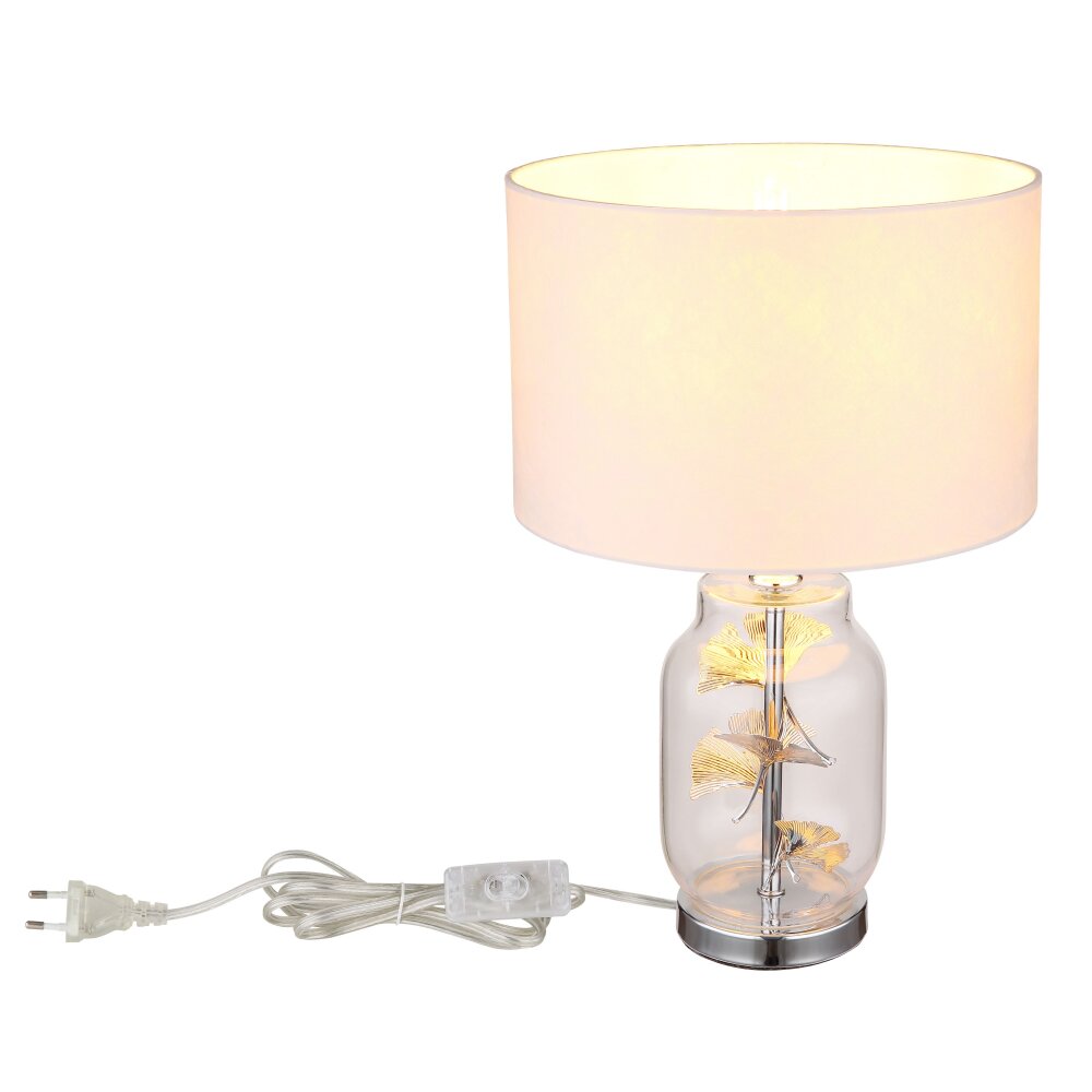 Globo Ginko Tafellamp Chroom, Transparant, Helder, 1-licht